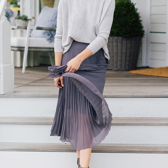 Hill Skirts Hill Nwot Grey Pleated Midi Skirt Poshmark